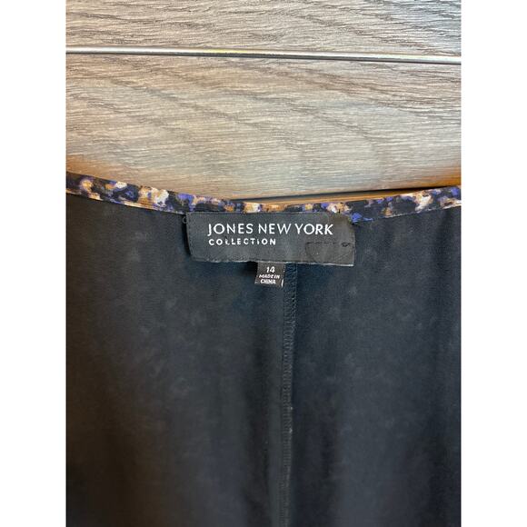 Jones New York Collection | 100% Silk Navy/Black Fluttered Skirt | 14 - Picture 9 of 10